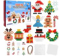 Homgaty Lot de 1000 grandes perles à repasser de 10 mm avec plaques, 12 motifs et papier à repasser, 9 couleurs vives, taille XL, kit créatif pour enfants à partir de 3 ans
