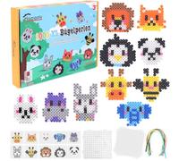 Homgaty Lot de 1000 perles à repasser de 10 mm - Taille XL - Avec 10 modèles de motifs d'animaux, plaques et papier à repasser - Jouet créatif pour enfants à partir de 3 ans