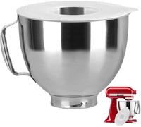 HOMGEN Bol mélangeur en acier inoxydable pour mixeur KitchenAid à tête inclinable de 4,5 à 5 litres, lavable au lave-vaisselle, bol mélangeur Kitchenaid avec poignée avec brosse de nettoyage et