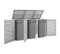 Homgoday Abri de jardin pour trois poubelles en acier 207 x 77,5 x 112,5 cm