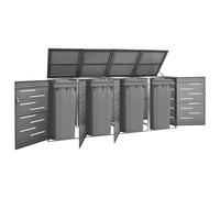 Homgoday Abri de rangement extérieur pour 4 poubelles en acier 276,5 x 77,5 x 112,5 cm