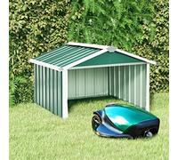 Homgoday Abri pour robot tondeuse 92 x 97 x 63 cm acier galvanisé vert, mobilier extérieur maison d'outils, hangar de jardin, housse de bac, outils de maison, ferme et cour porte-outils