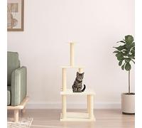 Homgoday Arbre à chat avec griffoir en sisal Crème 111 cm Arbre à chat Tour griffoir Maison d'escalade pour chat à plusieurs niveaux Centre d'activités pour chats d'intérieur Animaux et fournitures