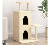 Homgoday Arbre à chat avec griffoir en sisal Crème 97 cm Arbre à chat tour griffoir Maison d'escalade pour chat à plusieurs niveaux avec niches et échelle Centre d'activités pour chats d'intérieur et