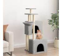 Homgoday Arbre à chat avec griffoir en sisal - Gris clair - 122 cm - Arbre à chat - Maison d'escalade à plusieurs niveaux avec échelle et niches - Centre d'activités pour chats d'intérieur de type 1