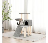Homgoday Arbre à chat avec griffoir en sisal - Gris clair - 82 cm - Arbre à chat avec griffoir - Maison d'escalade à plusieurs niveaux avec échelle et niches - Centre d'activités pour chats