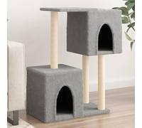 Homgoday Arbre à chat avec griffoir en sisal - Gris clair - 86 cm - Arbre à chat - Maison d'escalade à plusieurs niveaux avec niches et échelle - Centre d'activités pour chats d'intérieur
