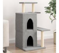 Homgoday Arbre à chat avec griffoir en sisal - Gris clair - 97 cm - Arbre à chat - Maison d'escalade à plusieurs niveaux avec niches et échelle - Centre d'activités pour chats d'intérieur de type 1