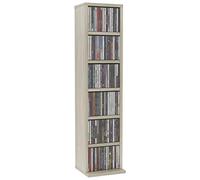 Homgoday Armoire à CD, étagère de rangement pour disques multimédias, étagère de rangement, étagère de bibliothèque, meuble de salon, chêne sonoma, 21 x 20 x 88 cm, bois d'ingénierie