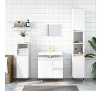 Homgoday Armoire de salle de bain en contreplaqué blanc 30 x 30 x 190 cm, armoire de salle de bain, buffet, coiffeuse, toilettes, espace de rangement pour douche, organisateur à la maison, type 3
