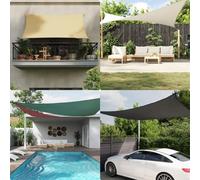 Homgoday Auvent triangulaire en tissu Oxford bleu 3 x 4 x 4 m Voile d'ombrage imperméable à l'épreuve du vent protection UV pour patio, jardin, extérieur