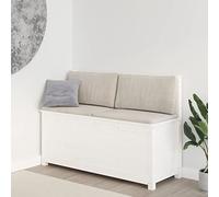 Homgoday Banc en bois massif de pin blanc 110 x 41 x 76,5 cm, banc tapissé pieds salon couloir entrée entrée chambre maison intérieur bancs meubles