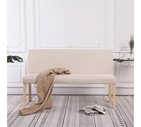 Homgoday Banc en polyester 139,5 cm Couleur crème Banc de salle à manger Banc ottoman de couloir Repose-pieds Banc de cuisine pour salon/entrée