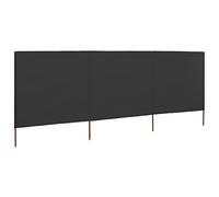 Homgoday Brise-vent pliable à 3 panneaux 400 x 120 cm en tissu non tissé avec poteaux en bois pour camping, plage, caravane, activités de plein air