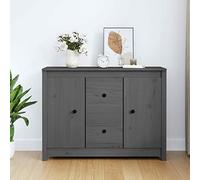 Homgoday Buffet, armoire de rangement, armoire de cuisine, armoire auxiliaire pour chambre, salon, buffet en bois massif de pin gris, 100 x 35 x 74 cm