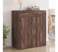 Homgoday Buffet chêne Marron 80x42,5x93 cm Bois d'ingénierie, Armoire Latérale avec Compartiment avec Portes et 2 Tiroirs, Meuble de Rangement Commode pour Cuisine, Salon, Chambre