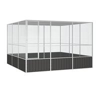 Homgoday Cage à oiseaux anthracite 302,5 x 324,5 x 211,5 cm en acier galvanisé, nichoir à oiseaux, cages à oiseaux et supports