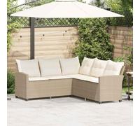 Homgoday Canapé en forme de L avec coussins en polyrotin beige, canapé-lit, canapé, salon, canapé, canapé, jardin, salon, terrasse, extérieur, mobilier M-365417