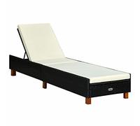 Homgoday Chaise longue avec coussin en polyrotin noir, chaises longues, canapé-lit, meubles de piscine, lit de jardin, chaise longue de jardin Model310474