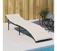Homgoday Chaise longue avec coussin noir 55 x 199 x 50 cm en polyrotin, chaises longues, canapé-lit meuble, lit de piscine, lit de jardin