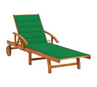 Homgoday Chaise longue de jardin avec coussin massif d'Acacia, chaises longues, canapé-lit, meubles de piscine, lit de jardin, chaise longue de jardin Model3061607