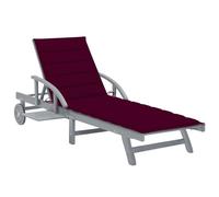 Homgoday Chaise longue de jardin avec coussin massif d'Acacia, chaises longues, canapé-lit, meubles de piscine, lit de jardin, chaise longue de jardin Model3061338