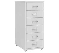 Homgoday Classeur Mobile Gris 28x41x69 cm Métal, Mobile Armoire Latérale, Documents Meuble de Rangement avec 6 tiroirs pour Bureau Salon