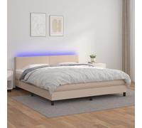 Homgoday Couvre-lit Molle Matelas et LED Cappuccino 180 x 200 cm Similicuir, lit cadre de lit, lit moderne, structure salon, chambres M-3134122