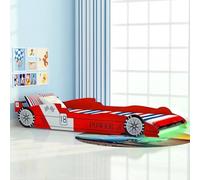 Homgoday Drap Housse 120x60,Drap lit Bebe 60x120 Lit Voiture de Course pour Enfants avec LED 90 x 200 cm Rouge