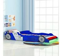 Homgoday Drap Housse 120x60,Drap lit Bebe 60x120 Lit Voiture de Course pour Enfants avec LED 90 x 200 cm Bleu