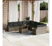 Homgoday Ensemble de 11 meubles de balcon avec coussins - Salon de jardin modulaire - Canapé d'angle - Pour balcon et terrasse - Gris - En rotin synthétique