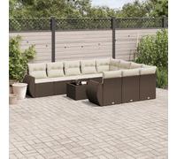 Homgoday Ensemble de canapés de jardin 11 pièces coussins rotin synthétique marron canapé de jardin canapé jardin extérieur sofas terrasse