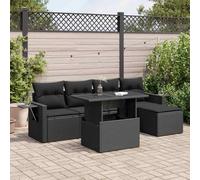 Homgoday Ensemble de canapés de jardin 6 pièces et coussins en rotin synthétique noir pour jardin meubles de jardin extérieur canapé extérieur sofas extérieurs de terrasse