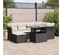 Homgoday Ensemble de canapés de jardin 7 pièces avec coussins en rotin synthétique noir Ensemble de jardin combiné pour jardin, terrasse, balcon, canapé jardin extérieur