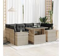 Homgoday Ensemble de canapés de jardin 7 pièces avec coussins rotin PE gris clair sofas extérieurs de terrasse jardin meubles jardin extérieur canapé extérieur canapé rotin extérieur jardin