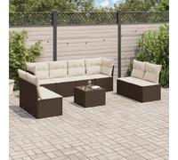 Homgoday Ensemble de canapés de jardin 9 pièces et coussins en rotin synthétique marron Canapé de jardin canapé jardin extérieur sofas terrasse