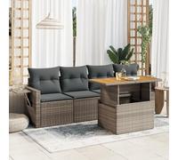 Homgoday Ensemble de canapés de jardin avec coussins 5 pièces rotin synthétique gris sofas de terrasse canapé jardin extérieur