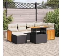 Homgoday Ensemble de canapés de jardin et coussins 8 pièces en rotin synthétique Acacia noir Ensemble de jardin combiné pour jardin, terrasse, balcon, jardin extérieur