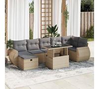 Homgoday Ensemble de canapés de jardin et coussins 8 pièces rotin synthétique beige Ensemble de jardin combiné pour jardin, terrasse, balcon, canapé jardin extérieur