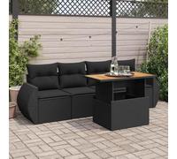 Homgoday Ensemble de meubles de jardin 5 pièces et coussins en rotin synthétique noir Canapé de jardin Canapé modulaire