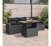 Homgoday Ensemble de meubles de jardin 5 pièces et coussins en rotin synthétique noir ensemble de jardin en rotin résistant aux intempéries canapé modulaire