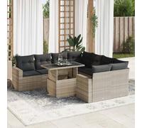 Homgoday Ensemble de meubles de jardin 9 pièces et coussins en rotin synthétique gris clair Ensemble jardin en rotin résistant aux intempéries canapé modulaire