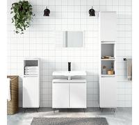 Homgoday Ensemble de meubles de salle de bain 3 pièces en contreplaqué blanc, armoire de salle de bain, buffet, coiffeuse, toilettes, espace de rangement pour douche, organisateur de maison, type 1