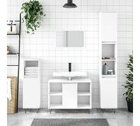 Homgoday Ensemble de meubles de salle de bain 3 pièces en contreplaqué blanc, armoire de salle de bain, buffet, coiffeuse, toilettes, espace de rangement pour douche, organisateur à la maison Type 1