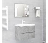 Homgoday Ensemble de meubles de salle de bain gris ciment en aggloméré, meuble buffet, armoire de sol, pour salle de bain, meuble de rangement, étagères, armoire de rangement pour chambre de bureau