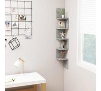 Homgoday Étagère d'angle murale gris ciment 20 x 20 x 127,5 cm aggloméré, étagère murale, étagères murales pour salon, bureau, chambre à coucher, salle de bain, mobilier intérieur/extérieur