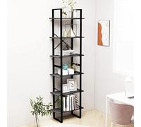 Homgoday Étagère grise 60 x 30 x 210 cm en bois massif de pin, armoire de bibliothèque vitrine bibliothèque verticale économise espace bibliothèque étagère pour salon bureau