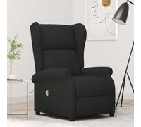 Homgoday Fauteuil à Aile Réglable Électriquement Noir Tissu Décor pour Meuble, Fauteuil, Fauteuil Relax Fauteuil pour Chambre