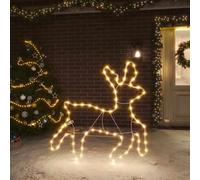 Homgoday Figure de Renne de Noël Lumineuse LED Blanc Chaud 72 LED PVC Acier IP44 décoration Jardin intérieur extérieur