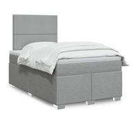 Homgoday Genouillère à ressorts avec matelas gris clair, 120 x 190 cm, tissu, lit, cadre de lit, lit moderne, structure salon, chambres à coucher, modèle 3292720IT